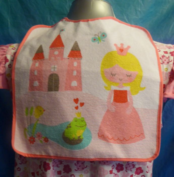 large towelette bib with plastic lining