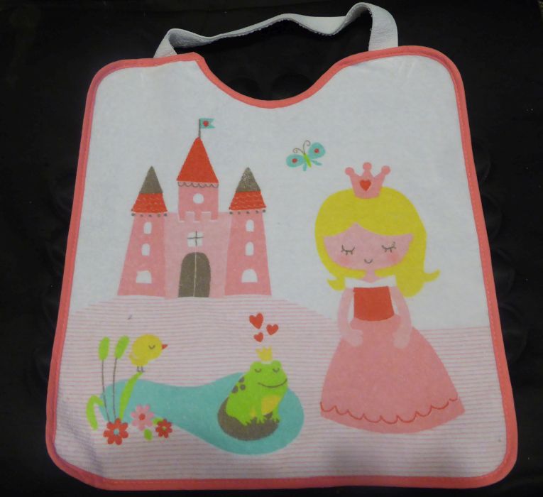 large towelette bib with plastic lining
