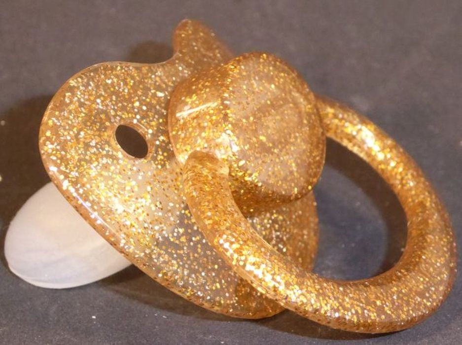 Transparent Glitter Gold Large Shield Pacifier