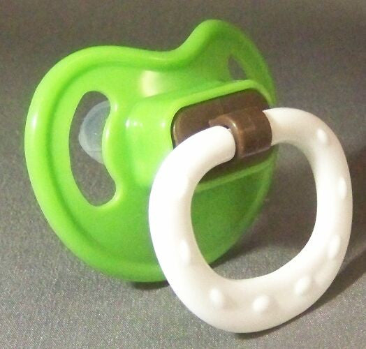 green coloured ?NUK Style? Pacifier, Dummy, Soother, modified with nuk 4 or 5 teat