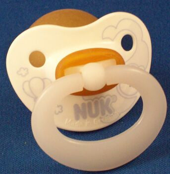 White with Blue Bees and Balloon NUK Pacifier