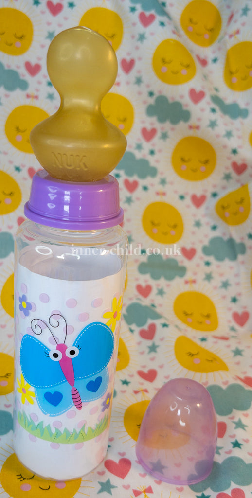 Blue Butterfly on Purple Bottle