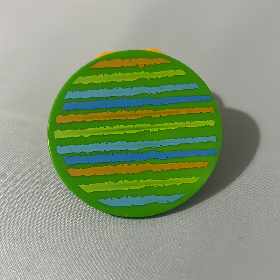 Round Green Stripy Clip