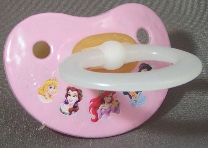 NUK pacifier hand decorated with Disney princesses, Arial and friends.